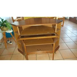 Meuble Tv D'angle En Chêne Massif Couleur Merisier