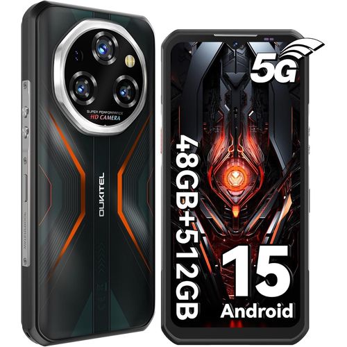 OUKITEL WP55 Pro 5G Incassable Android 15  48 Go + 512 Go / 2 To, 11000mAh 120Hz 6.6" FHD+ 108MP, NFC/5G Dual SIM - Orange