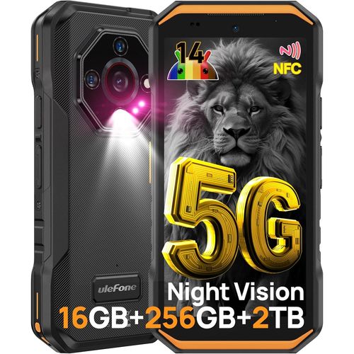 Ulefone Armor X32 Pro 5G Incassable 16 Go + 256 Go / 2 To Android 14 Smartphone 5500mAh 64MP 5,65" 3-Slots/Flashlight/OTG/NFC Orange