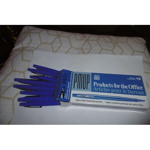Stylo Feutre Pointe Nylon Bleu Boite De 12 Pmop ( Genre Tempo Papermate)