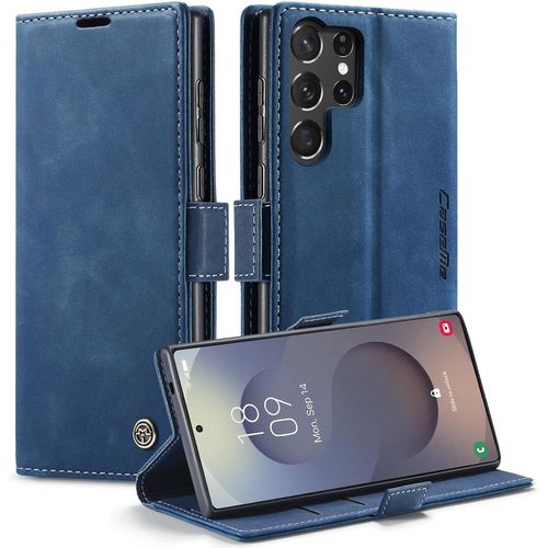 Coque Pour Samsung Galaxy S25 Ultra Clapet Case En Cuir Pochette Protection Portefeuille Rabat Etui Premium Housse Porte Carte Magn¿¿Tique ¿¿Tui Pour Samsung Galaxy S25 Ultra, Bleu