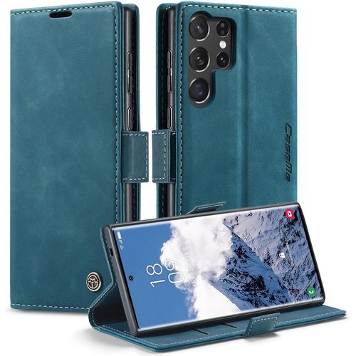 Kal-Coque Pour Samsung Galaxy S25 Ultra Clapet Case En Cuir Pochette Protection Portefeuille Rabat Etui Premium Housse Porte Carte Magnétique Étui Pour Samsung Galaxy S25 Ultra, Bleu Vert