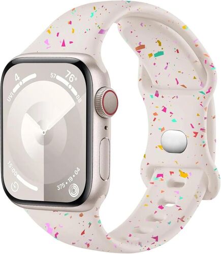 Bracelet Pour Apple Watch Series 11 10 9 8 Se 7 6 5 4 3 2 1 Ultra 1/2/3, 42mm-44mm-45mm-46mm-49mm Silicone Blanc Style Graffiti - E.F.Connection