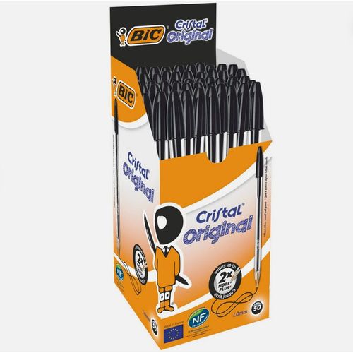 Bic Cristal Original Medium Point Pen - Black X 50 Boxed