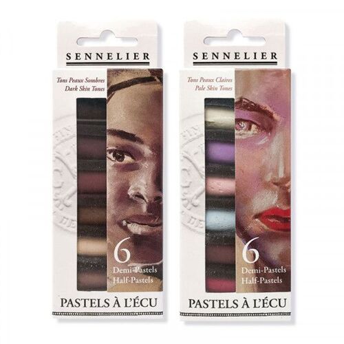 Lot Sennelier Ensemble De Pastel Secs 12 Demi Pastels. Pastels Tendres"À L'Écu"- Portrait + Estompe