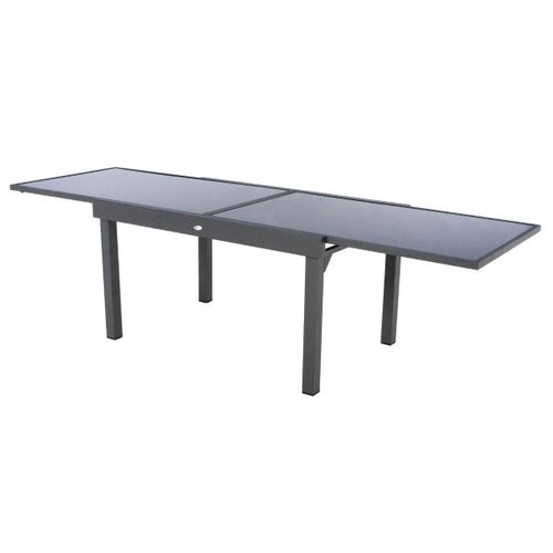 Table Extensible Rectangulaire En Verre Piazza 6/10 Places Gris Anthracite