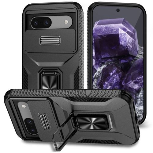 Coque Pour Google Pixel 8a Protection Antichoc Avec Fenêtre Coulissante Et Support