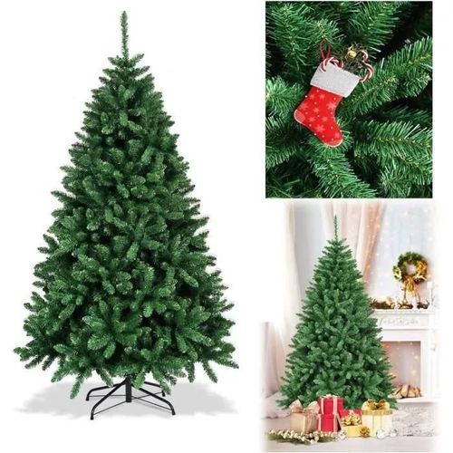 COSTWAY Sapin de Noël Artificiel 183CM en PVC avec 1355 Branches et Socle en Métal Stable,Décoration de Noël pour Fête Familiale