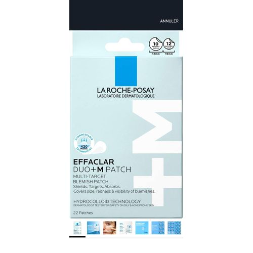 La Roche-Posay, Effaclar Duo+M, Patch Anti-Imperfections, Peau À Tendance Acnéique, Atténue Les Imperfections En 3h, Réduit L'Apparence Des Marques Post-Acné, 22 Patchs 
