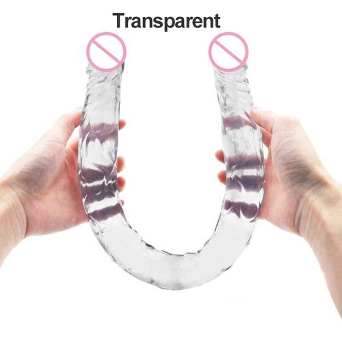 Gode Réaliste À Double Tête Super Long De 55cm,Faux Pénis En Silicone Souple Et Flexible,Jouets Pour Adulte - Type Transparent