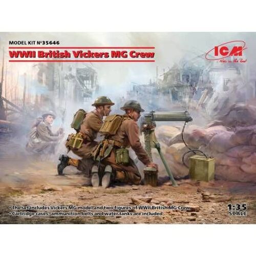 Icm - Wwii British Vickers Mg Crewmaquette Figurine Wwii British Vickers Mg Crew Icm 35646 1/35ème Maquette Char Promo Figurine Miniature