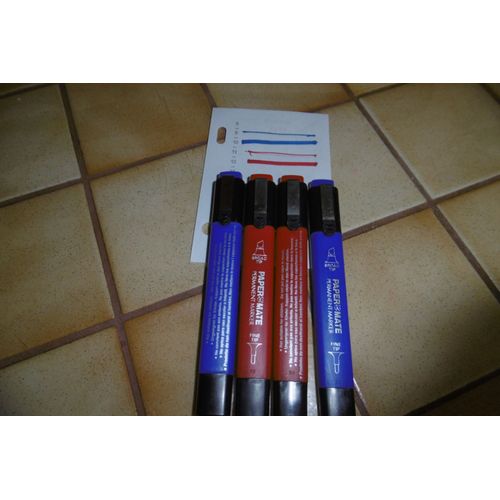 Marqueurs Permanent Duo Papermate 5903 Lot De 4 Bleu Et Rouge