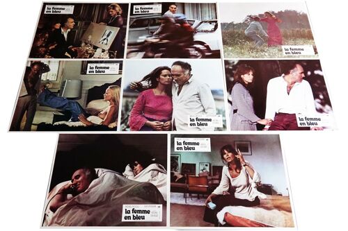 La Femme En Bleu : Jeu De 8 Photos D'Exploitation Cinématographique - Format 22,5x28,5 Cm - De Michel Deville Avec Michel Piccoli, Lea Massari, Michel Aumont, Simone Simon, Geneviève Fontanel - 1973