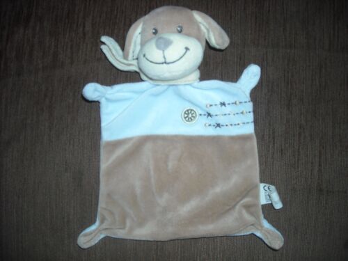 Doudou Plat Chien Bleu Et Marron Nicotoy