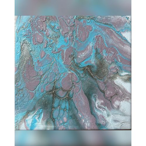 TABLEAU POURING ABSTRAIT ACRYLIQUE NEUF FAIT MAIN - PASTEL