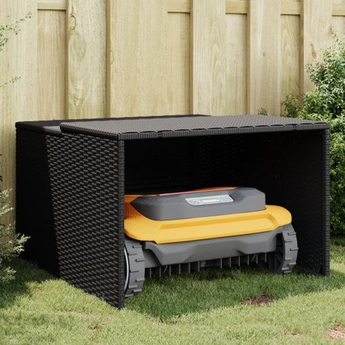 vidaXL Garage pour robot tondeuse noir 86x90x52/57 cm résine tressée