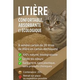 Litière Écologique Pour Chats - Carton De 20litres