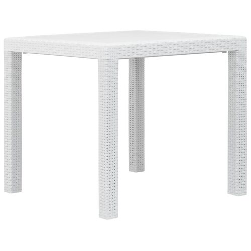 Vidaxl Table De Jardin Blanc 79x79x72 Cm Plastique Aspect De Rotin