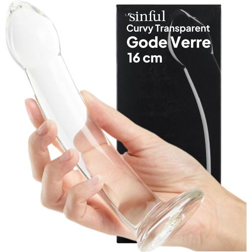 Jgd-Curvy Gode Verre 16 Cm - Plug En Verre Courbé - Dildo Pour Point G Et La Prostate - Gode En Verre Anal Pour Couples - Gode Pour Homme Anus Débutant - Gode Anal Pour Femme - Sex Toy En Verre