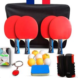 Kit 4 Raquettes De Ping-Pong, 8 Balles, Filet Rétractable Facile À Installer.