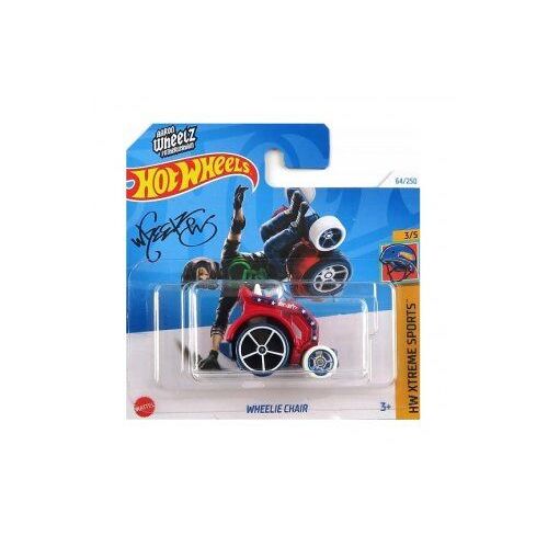 Wheelie Chair Hot Wheels XTreme Sport - Rider Aaron Wheelz - Fauteuil roulant, Figures et Sauts - Set vehicule + carte