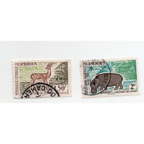 Cameroun- 1 Timbre Oblitéré- Hippopotame Et 1 Timbre Oblitéré Antilope