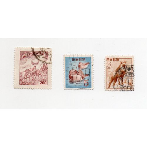 Japon- Lot De 3 Timbres Oblitérés- Animaux Divers