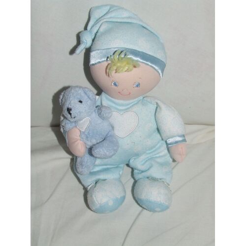 POUPEE GUND ET SON OURSON BLEU COEUR 25 cm