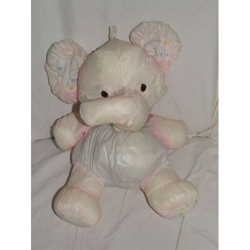ELEPHANT PUFFALUMP POIS NOEUD PAPILLON BLEU ROSE 45 cm