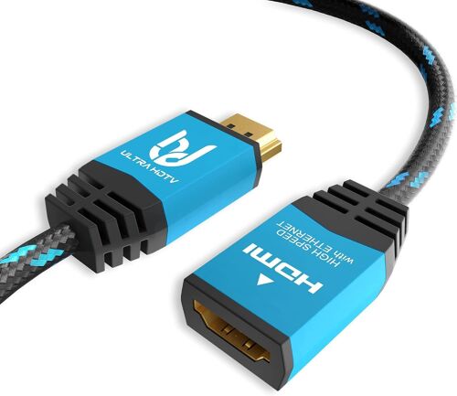 Premium Câble de Rallonge HDMI 2m,HDMI 2.0b,UHD à 60 Hz (sans ratés),HDR,3D,Arc,l`Extension