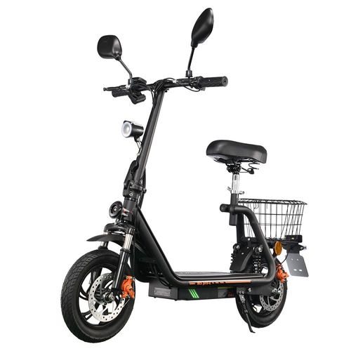 Twofish M5 Pro-E Trottinette Électrique Certifiée Cee Avec Siège Et Panier Arrière, Moteur 500 W, Batterie 48 V 13 Ah, Pneus 12 Pouces, Vitesse Maximale 40 Km/H, Autonomie 30 Km - Noir