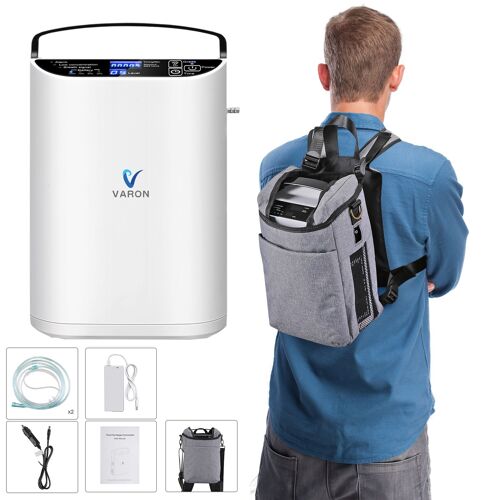 Concentrateur D'oxygène Portable Varon, Débit D'impulsion 1-5 L/Min, Concentration En Oxygène 90 % ± 3 %, 2,95 Kg, Blanc