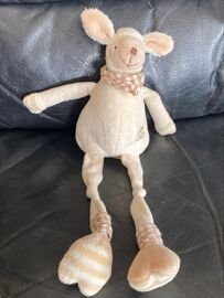 Doudou Agneau beige et marron rayures les petites Marie 30cm