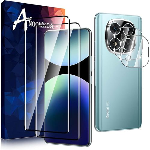 2+2 Pièces Verre Trempé Xiaomi Redmi Note 14 Pro Plus 5g Transparent Film Protection Écran Avec Caméra Arrière Protecteur Sans Bulles
