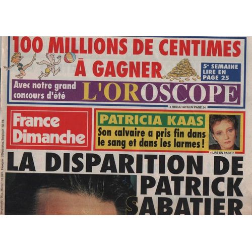 France Dimanche 2448 1993 Sabatier/Kaas/Schiffer/Anthony Delon/Masure/Amarande/Jordy