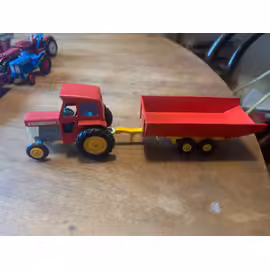 Lot Tracteur Massey Ferguson Rouge Et Sa Remorque Basculante Matchbox Y3 King Size Made In Gb Sans Boîte-Matchbox