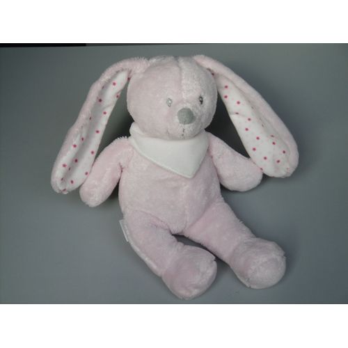 Doudou Lapin Peluche Rose Étoiles Bandana Blanc Vertbaudet