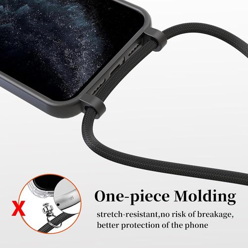 Coque Pour Iphone 6 / Iphone 7 / Iphone 8 / Iphone Se 2020/2022 Avec Cordon, Collier Étui Silicone Liquide Avec Tour De Cou Lanière En Corde Souple Tpu Antichoc Housse - Noir