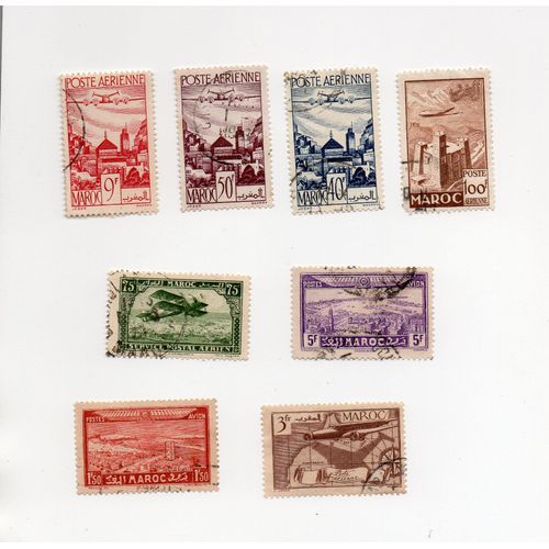 Maroc- Lot De 8 Timbres Oblitérés- Poste Aérienne
