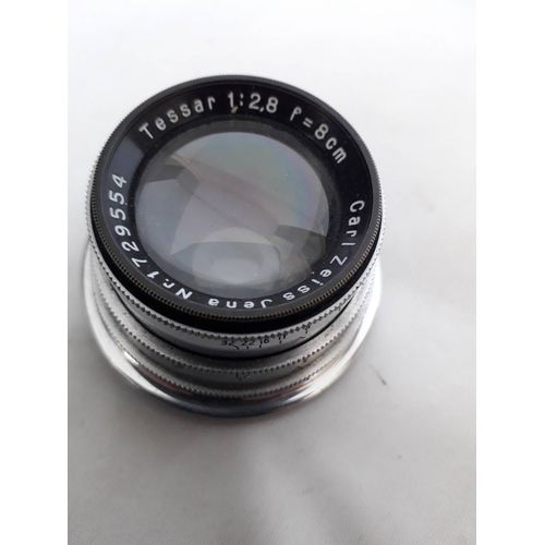 OBJECTIF CARL ZEISS IENA TESSAR 8cm f 2.8 pour KORELLE REFLEX