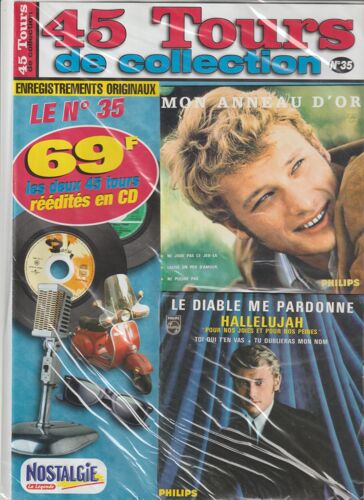 Magazine 45 Tours De Collection N°35 Avec 2 Cd Singles Pochettes Carton Reproduction Eps Johnny Hallyday Mon Anneau D'or Et Le Diable Me Pardonne+ 2 Posters