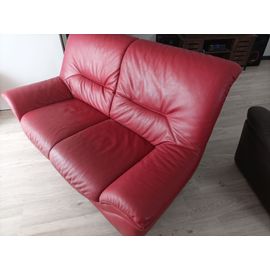 Canapé 2 Places Cuir Non Simili Cuir Rouge Bordeaux 100€