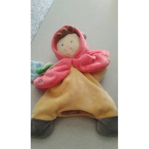 doudou marionnette nicotoy coccinelle fille fleur bleue