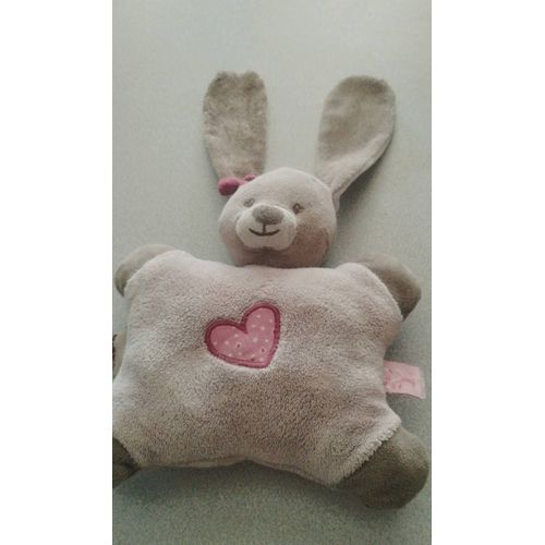 Doudou lapin nattou gris coeur