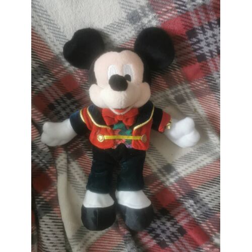 Doudou Peluche Mickey Habits Fêtes Noël Velours Vert Rouge Disneyland