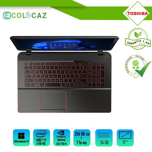 Toshiba QOSMIO X70-A-137 - 17" Intel Core i7-4700MQ - 2.4 GHz - Ram 24 Go - SSD 256 Go + HDD 1 To