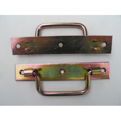 2 poignées de caisse acier bichro. 142x25x1,5mm repliable