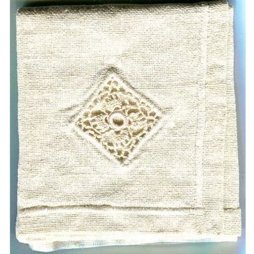 Vintage - Napperon Écru - Brodé - Fait Main