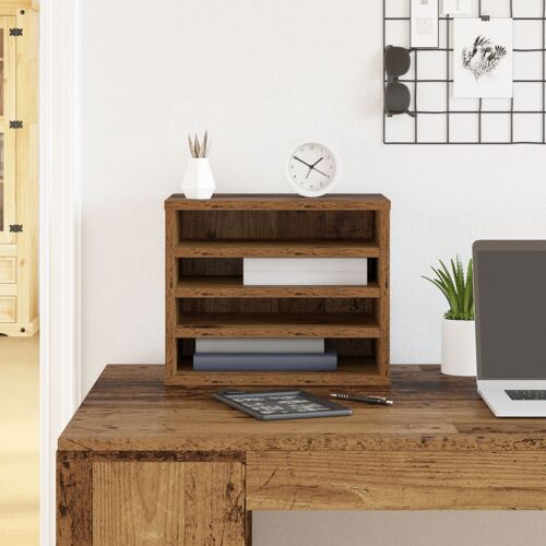 Vidaxl Organisateur De Bureau Bois Ancien 36x26x29.5 Cm Bois Aggloméré
