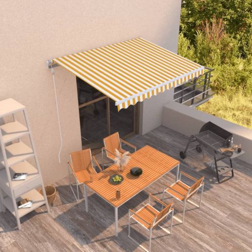 Vidaxl Auvent Rétractable Automatique 350x250 Cm Jaune Et Blanc